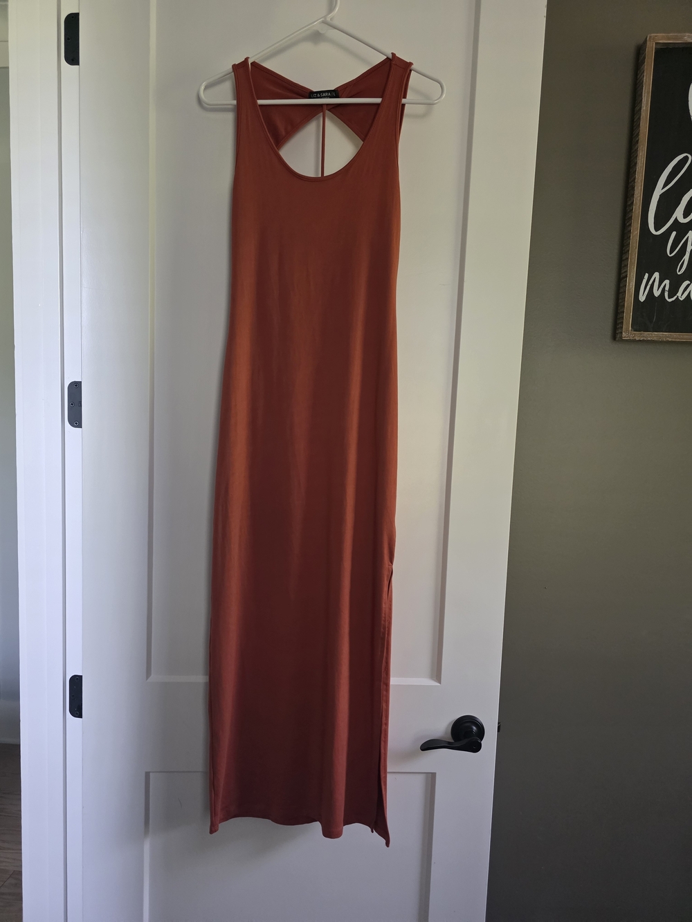Sleek Rust Maxi Dress with Back Cutout